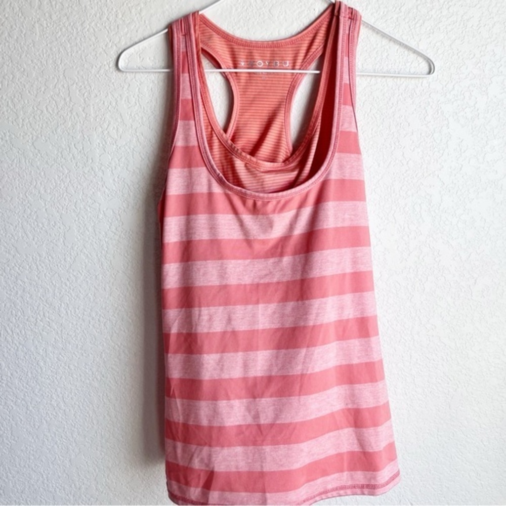 Soybu Salmon Pink Striped Athletic  Tank Top Medium